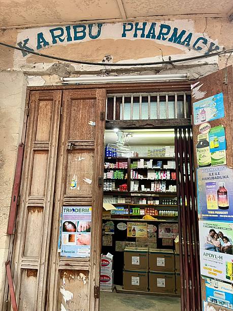 Tanzania - Zanzibar - Stone Town Pharmacyfacade of an old pharmacy in Stone Town in an old buildingJanuary 4, 2025