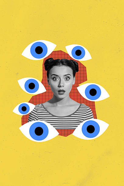 istock Composite sketch image design artwork collage of eye control vision focus security search peek young woman portrait staring hairdo bun 2219762520