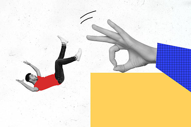 istock Sketch image trend artwork montage 3D photo collage of hand gesture kick man fall down abyss professional workspace business job hiring 2219763866