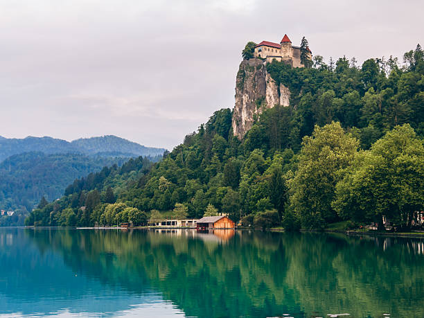 Lake Bled in the mountains in Slovenia