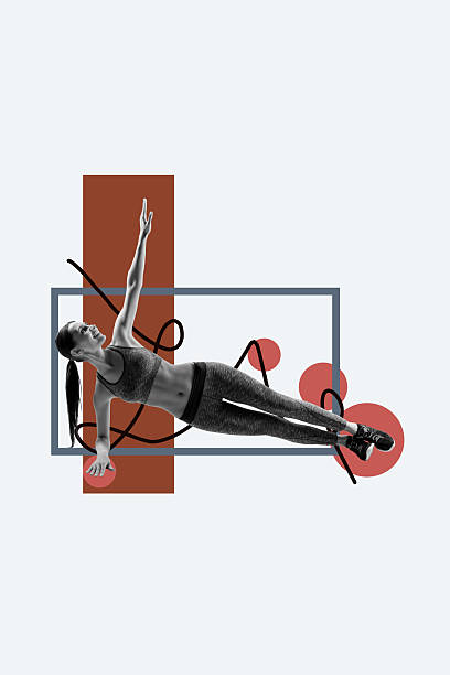 istock Trend artwork poster composite sketch image collage of sport training determination dynamic effort young woman do exercise slim figure 2219766168
