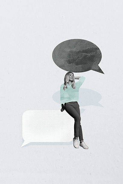 istock Collage of hands person people using speech bubbles representing chatting online messaging social media communication 2219771275