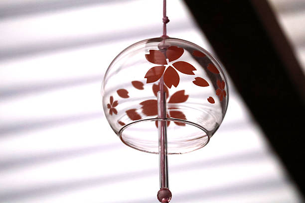 A Chinese glass lantern with red flowers on it
