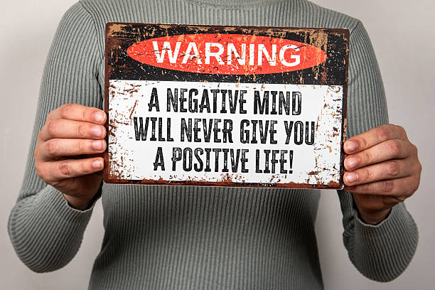 istock Warning Sign with Motivational Quote About Mindset and Positive Thinking Held by Person 2219772009
