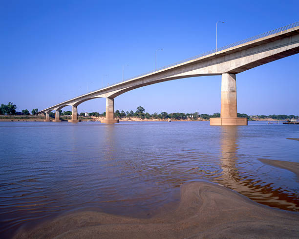 The First Thai–Lao Friendship Bridge connects Nong Khai in Thailand with Vientiane in Laos across the Mekong River. Opened in 1994.