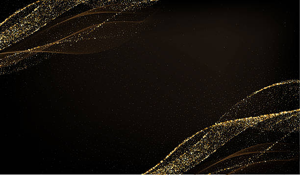 ilustrações de stock, clip art, desenhos animados e ícones de abstract shiny color gold wave design element - cor preta