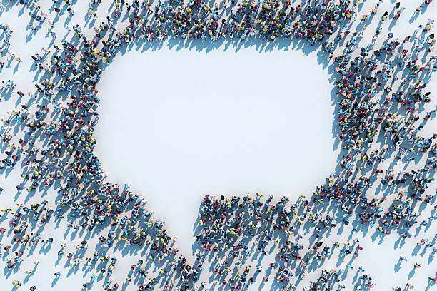 istock crowd of people forming a bubble talk sign 2219783244