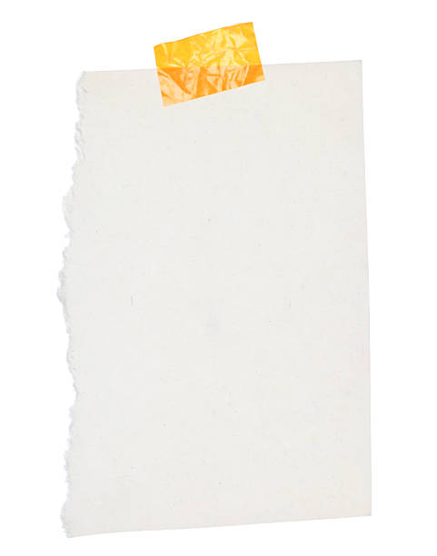 istock Torn sheet of notepad paper attached by adhesive tape, isolated on transparent background. Office blank paper concept 2219783368