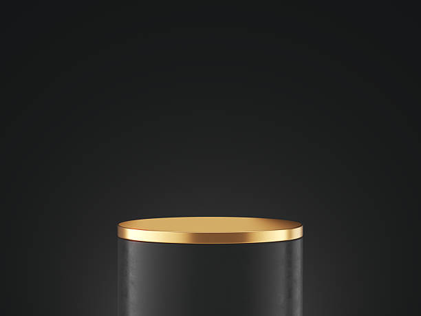 istock Black and gold podium stage on dark background - Empty podium stage - 3d rendering 2219797892
