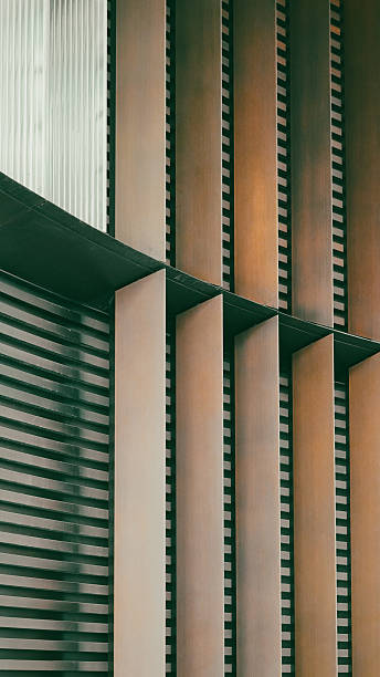 istock Repetitive metal slats and panels forming a modern architectural pattern 2219800236
