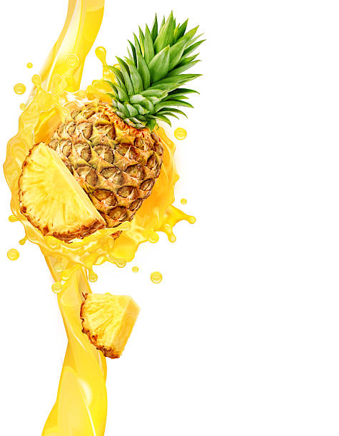 istock Pineapple and fruit juice splash isolated on white background. 2219801739