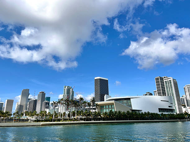 Miami Skyline showcasing Biscayne Bay under a clear summer sky