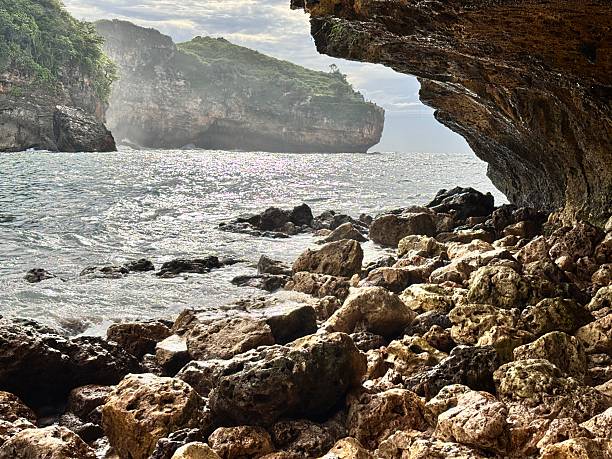 istock Rocky Shoreline and Cliffside View by the Sea 2219809446