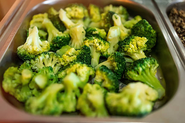istock Fresh broccoli florets in a stainless steel serving tray 2219818225