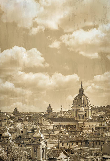 Rome old postcard, panorama - vintage style, retro texture