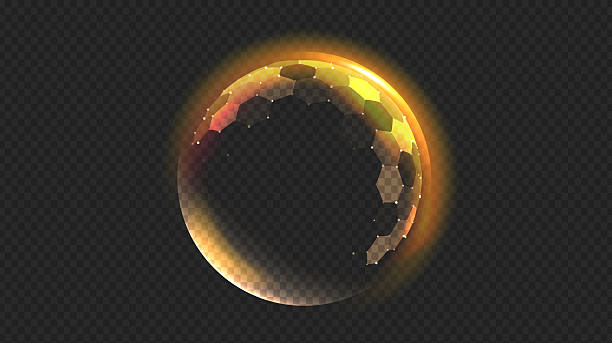 istock 3D gold shield sphere with hexagon dome. Protect ball for cyber defense. Geometric energy honeycomb barrier with neon glow. Sci fi security virus guards, or digital power themes. 2219823248