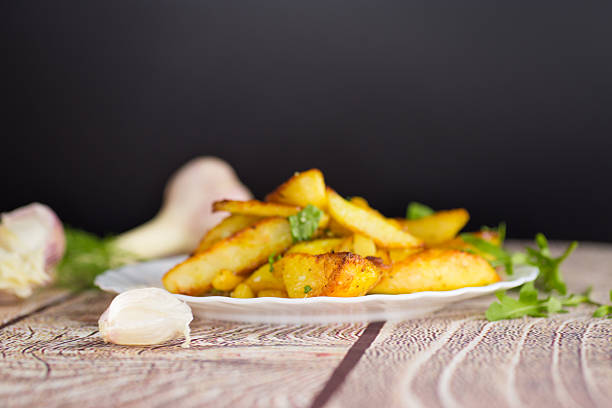 Potatoes with a crispy crust and aromatic spices.