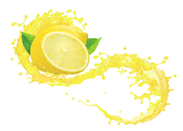 istock Lemon slice, juice splash, white background. Beverage advertising, packaging design, food marketing, product branding 2219827236