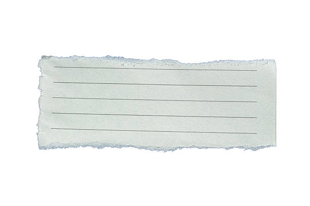 Piece of ripped torn lined paper on white background, paper cut out design element