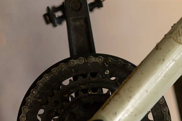 istock A CloseUp Image Featuring a Bicycle Chain and Crankset Mechanism 2219836821