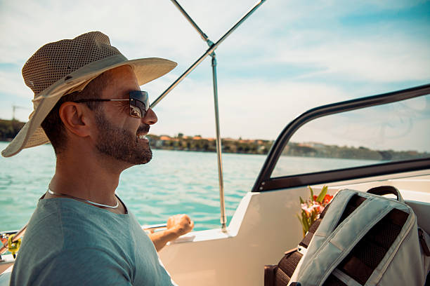 istock Man discover Italy Riviera by boat 2219838298