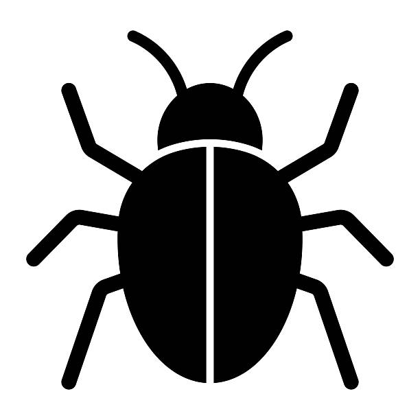 stockillustraties, clipart, cartoons en iconen met bug insect vector icon. beetle, pest, bug symbol for software error, nature, entomology, or pest control. black silhouette isolated on white background. - plaagdier
