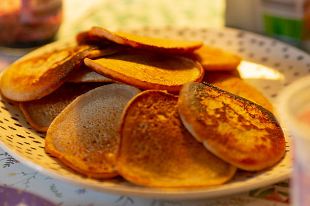 istock A delightful plate of fluffy pancakes is served on the table 2219849731