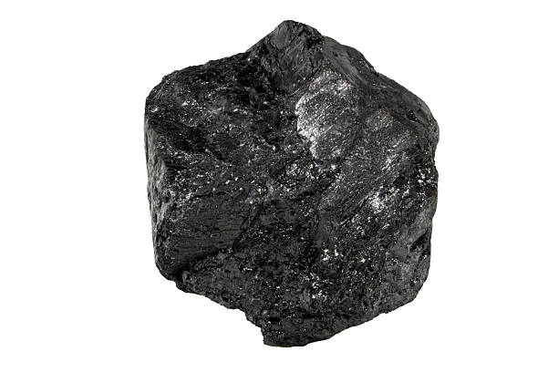 istock Close-up of graphite mineral, isolated on white background 2219858123