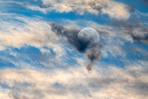 The Colorful Ethereal Moon Against A Detailed Colorful Cloudscape