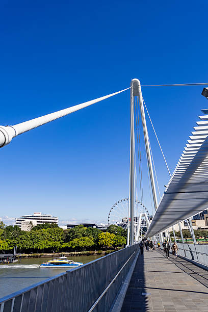 Detail of the Neville Bonner Bridge, a pedestrian bridge across the Brisbane River in downtown Brisbane City, Queensland, Australia
