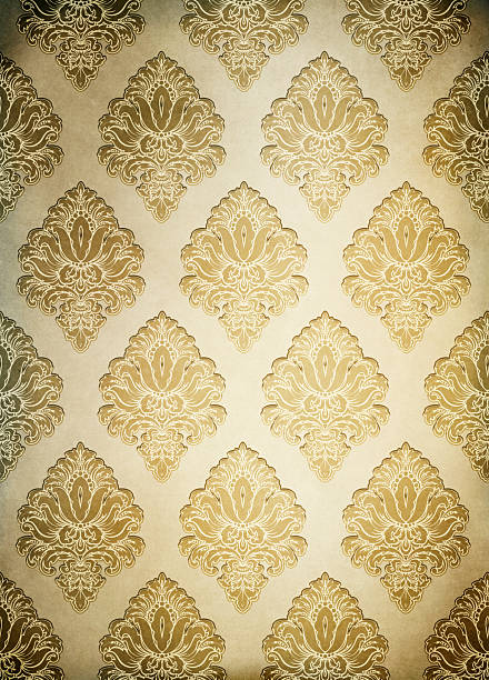 istock Aged faded grunge paper texture with retro style floral patterns. 2219871484