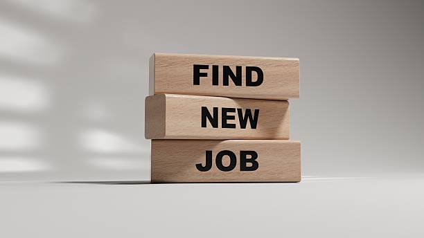 istock FIND NEW JOB sign. wooden blocks. Copy space.3D rendering on white background. 2219875081