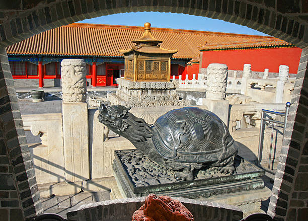 Traditional Chinese carved stone lions.