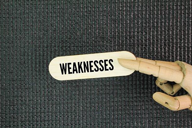 istock Wood with the word weaknesses. a disadvantage or fault. 2219880333