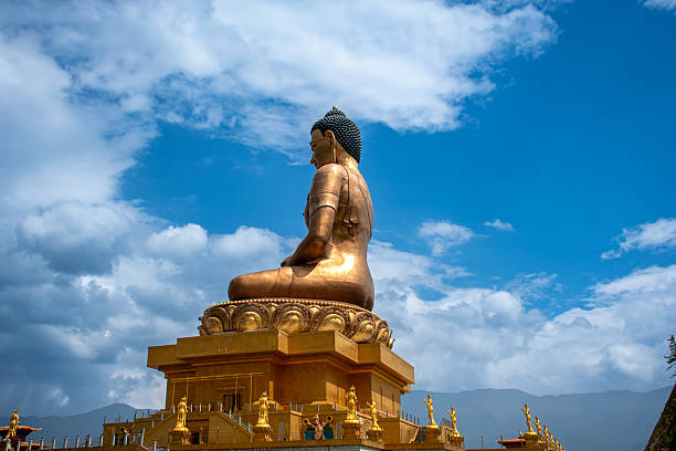 Side view of  Largest Buddha statue in the world Thimphu Bhutan