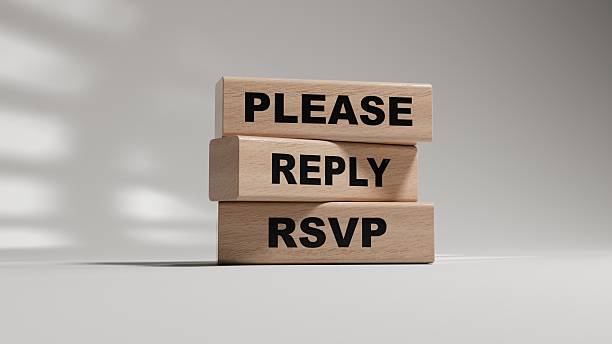 istock Word PLEASE REPLY rsvp. Wooden small cubes with letters. wooden blocks. Copy space.3D rendering on white background. 2219895964