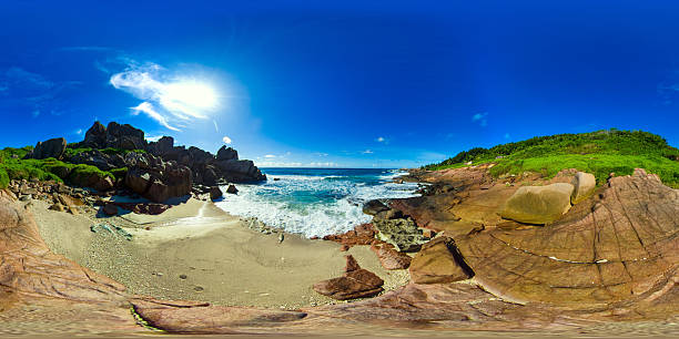 istock Rugged coastline with red rock formations. La Digue, Seychelles. 2219897862