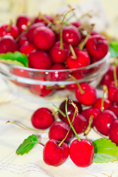 Cherries in a bowl. Red cherries ready to eat