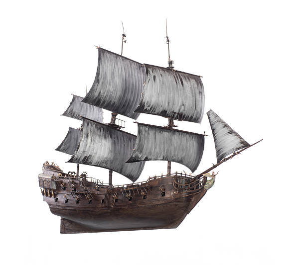 istock pirate ship with white sails isolated on white background 2219909489