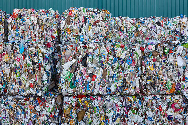 istock Recycled and packaged waste. Sustainable industry. Reusable material 2219915582