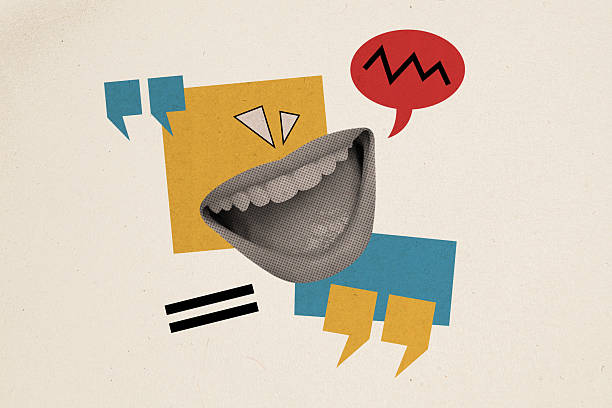 istock Composite artwork collage image picture of talking mouth dialogue bubble isolated on creative background 2219922408