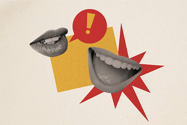istock Composite artwork collage image picture of two mouth talk dialogue bubble isolated on creative background 2219922425