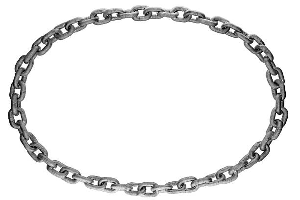 istock Metal chain frame. Metal chain blank for your design. Several metal chains of different sizes. Metal chain isolated on white, transparent background. 3d render. 2219922573