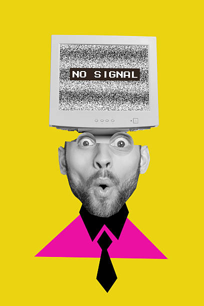 istock Vertical composite artwork collage image picture of impressed  guy head computer screen no signal isolated on creative background 2219928002