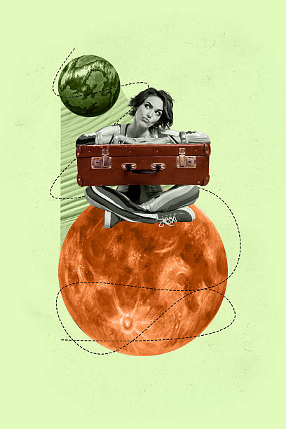 istock Vertical poster collage young thoughtful woman decide think idea plan uncertain full moon planet earth travel abroad tourist suitcase 2219930534