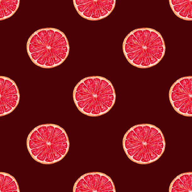 istock Seamless pattern of grapefruit slices. Watercolor illustration. Red citrus pieces. Hand drawn isolated art. Eco-friendly product background for fabric and kitchen textile, wallpaper 2219932437