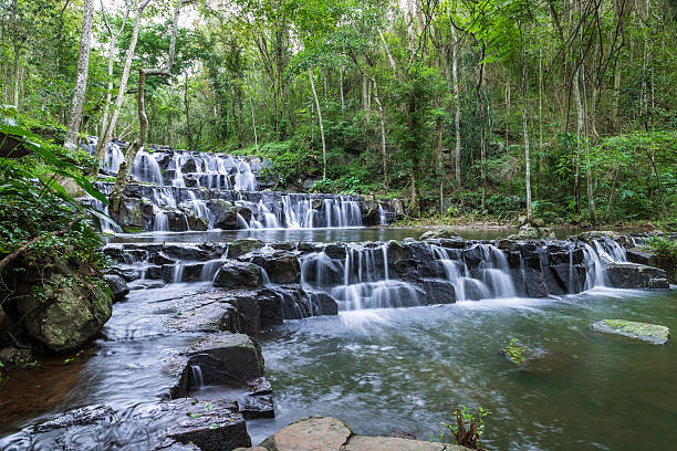 istock Samlan Waterfall, tier 1, multi-tiered waterfall in tropical Thailand forest with flowing water and stone steps. 2219939708