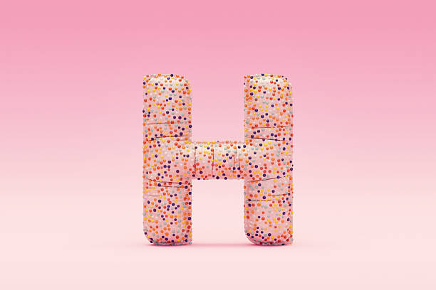 Letter H Balloon Covered in Candy. Digitally generated image. 3d render.