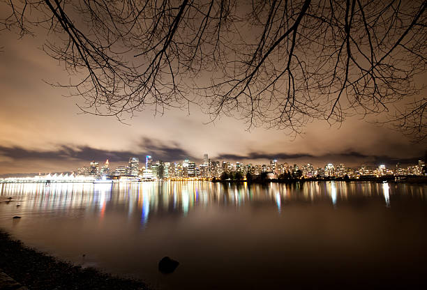 The Vancouver downtown skyline at night, Canada BC