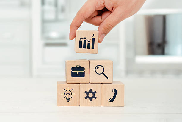 istock Building business strategy concept with blocks 2219964062